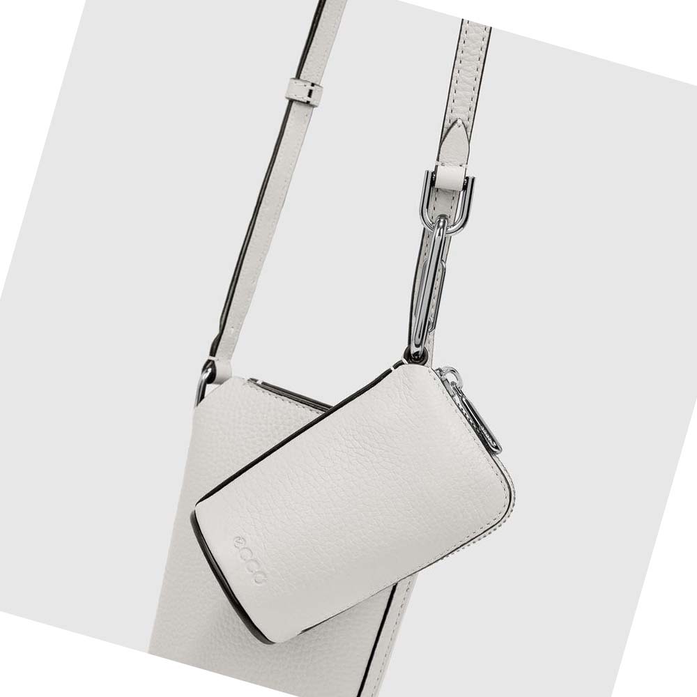 Women's Ecco Textureblock Pot Shoulder Bags White | SG 390DFM